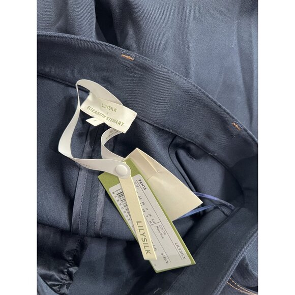 Lilysilk Denim-Inspired Wide Leg Wool Pants in Navy Blue - Picture 5 of 5